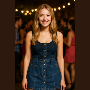 BDG Women's Medium Wash Jean Skirt Snap Down And Pockets